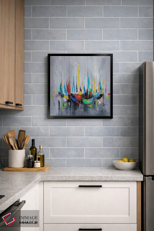 تابلو انتزاعی در انتظار مسابقه قایقرانی اثر کوپتسووا آرت - D3B