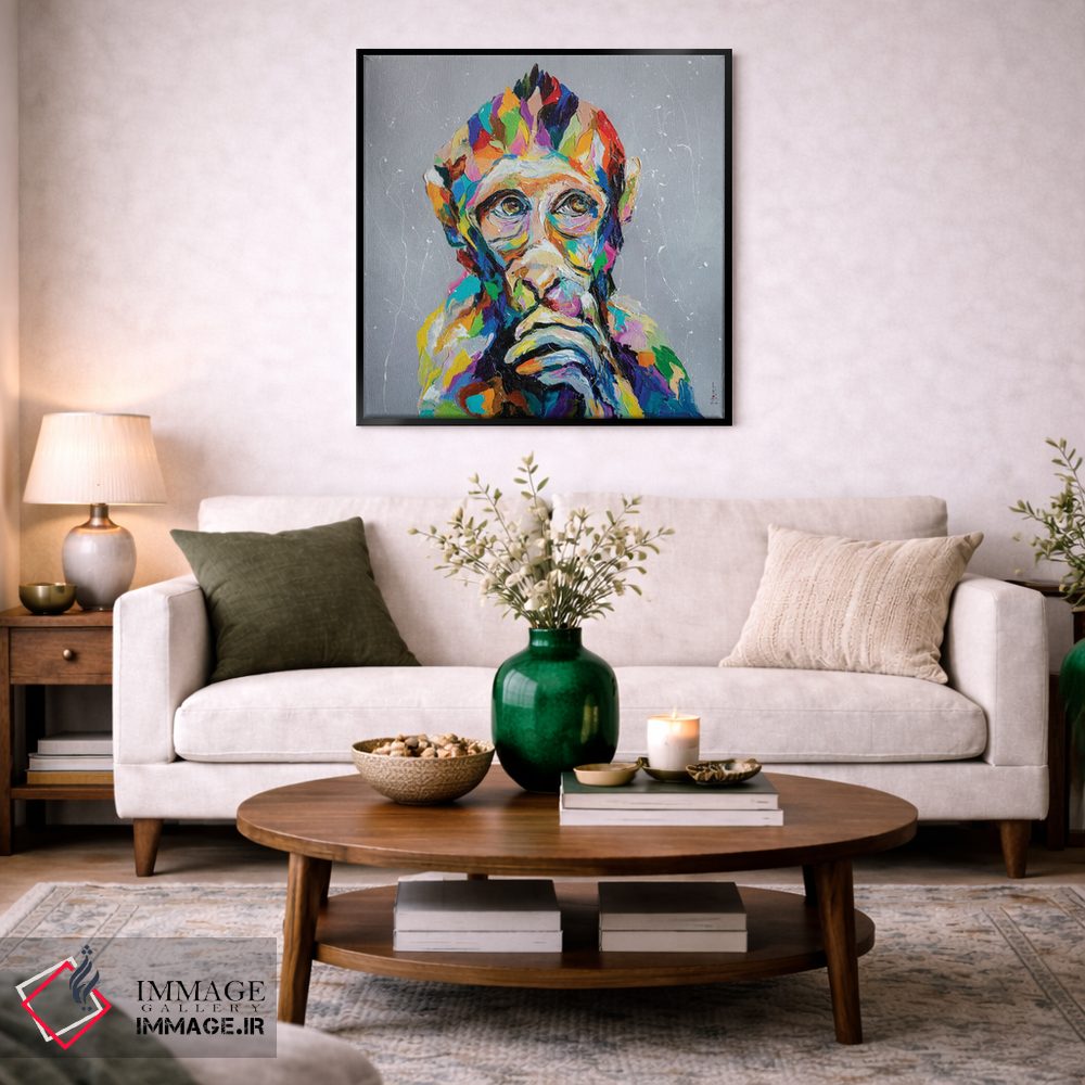 تابلو دکوراتیو میمون متفکر اثر کوپتسووا آرت - D2B