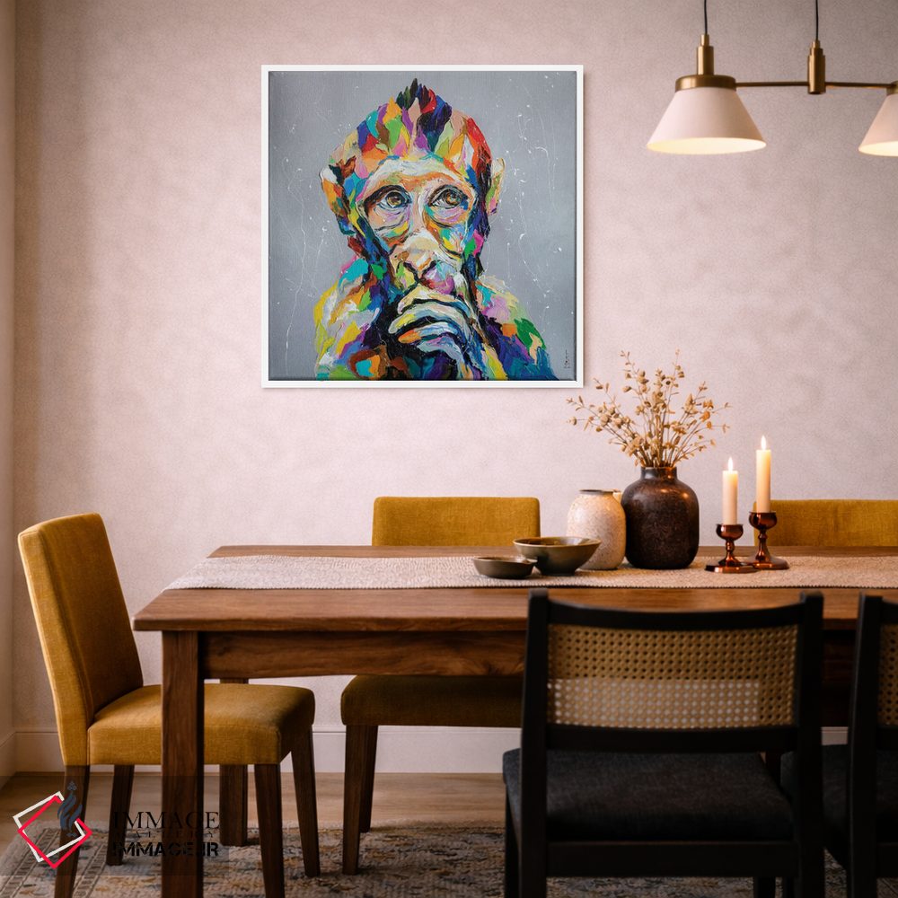 تابلو دکوراتیو میمون متفکر اثر کوپتسووا آرت - D5W