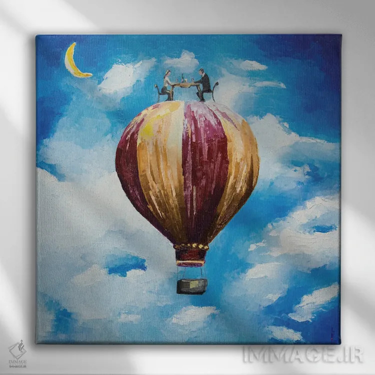 تابلو دکوراتیو قرار ملاقات در ابرها اثر کوپتسووا آرت - نمای روبهرو روی دیوار