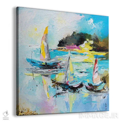 تابلو انتزاعی قایق ها روی دریاچه اثر کوپتسووا آرت - نمای پرسپکتیو محصول