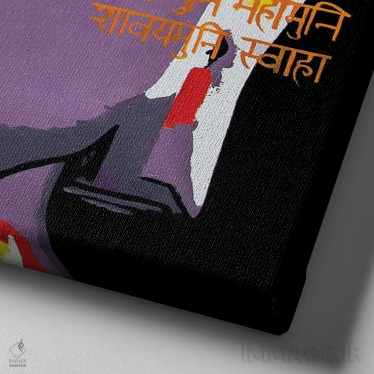 تابلو دکوراتیو بودا اثر کوپتسووا آرت - نمای نزدیک بافت بوم