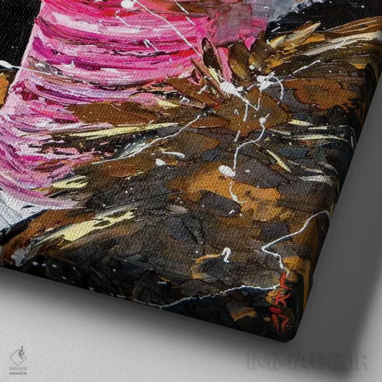 تابلو دکوراتیو کرکس اثر کوپتسووا آرت - نمای نزدیک بافت بوم