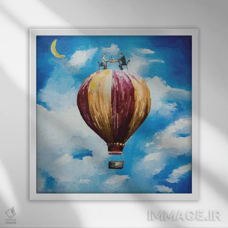 تابلو دکوراتیو قرار ملاقات در ابرها اثر کوپتسووا آرت - نمای قابدار سفید