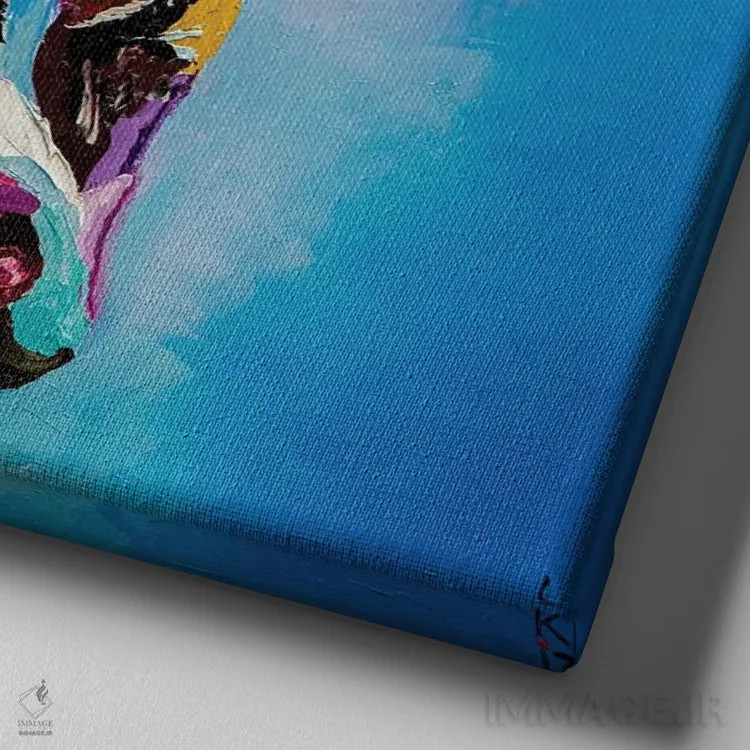 تابلو دکوراتیو گاو اثر کوپتسووا آرت - نمای نزدیک بافت بوم