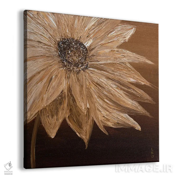 تابلو دکوراتیو گل در تن قهوه ای اثر کوپتسووا آرت - نمای پرسپکتیو محصول