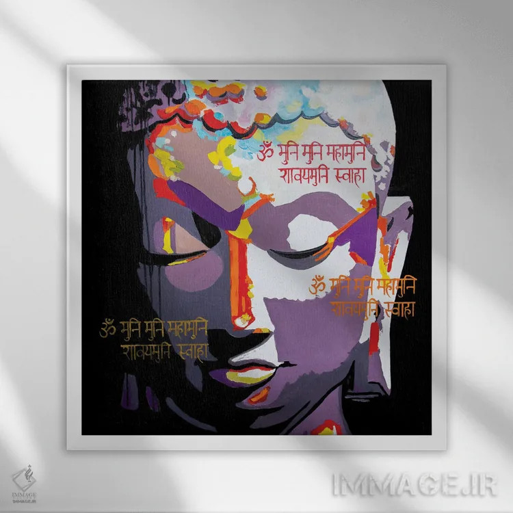 تابلو دکوراتیو بودا اثر کوپتسووا آرت - نمای قابدار سفید