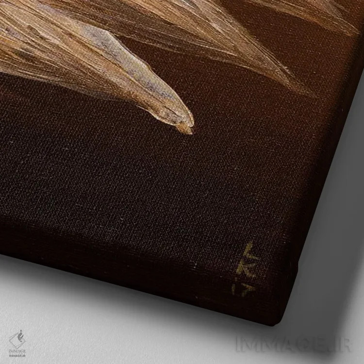 تابلو دکوراتیو گل در تن قهوه ای اثر کوپتسووا آرت - نمای نزدیک بافت بوم