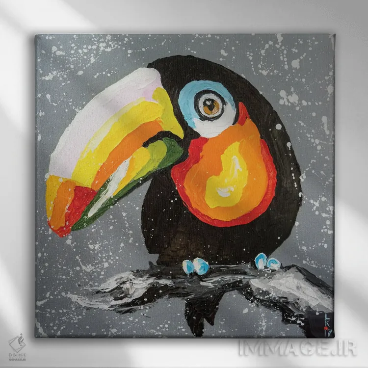 تابلو دکوراتیو توکانی خنده دار اثر کوپتسووا آرت - نمای روبهرو روی دیوار