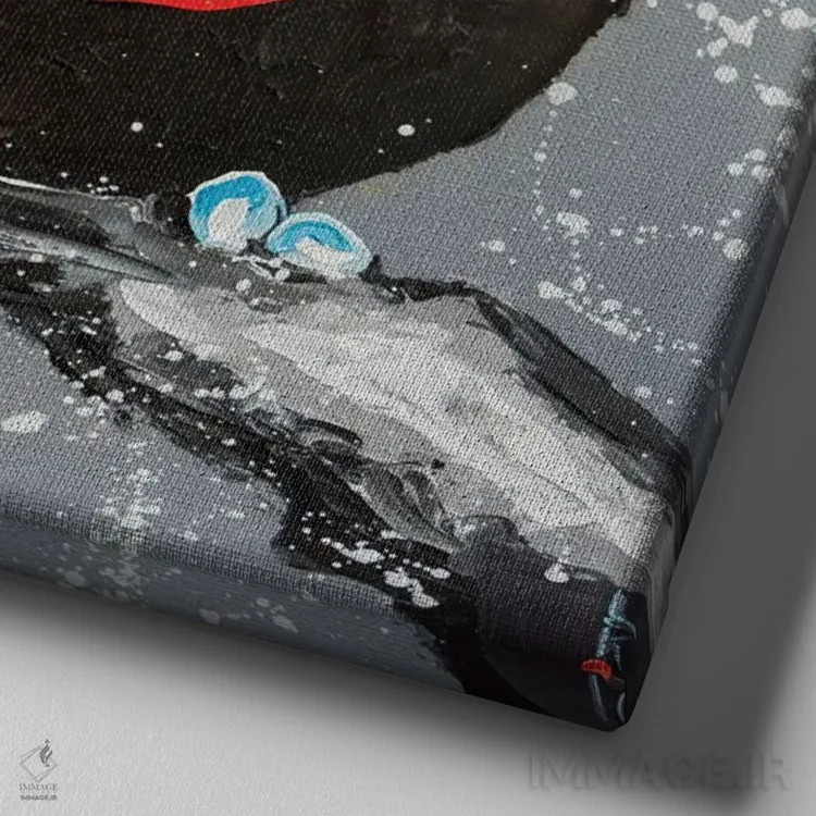 تابلو دکوراتیو توکانی خنده دار اثر کوپتسووا آرت - نمای نزدیک بافت بوم