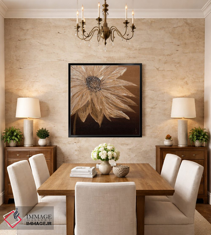 تابلو دکوراتیو گل در تن قهوه ای اثر کوپتسووا آرت - D4B