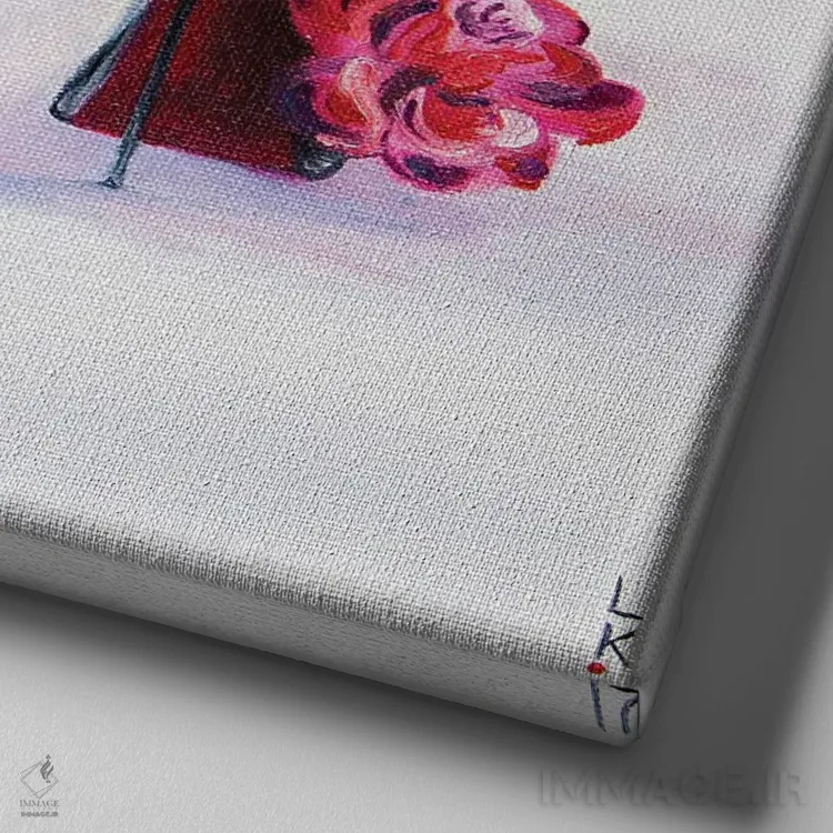 تابلو دکوراتیو کفش های لوکس اثر کوپتسووا آرت - نمای نزدیک بافت بوم