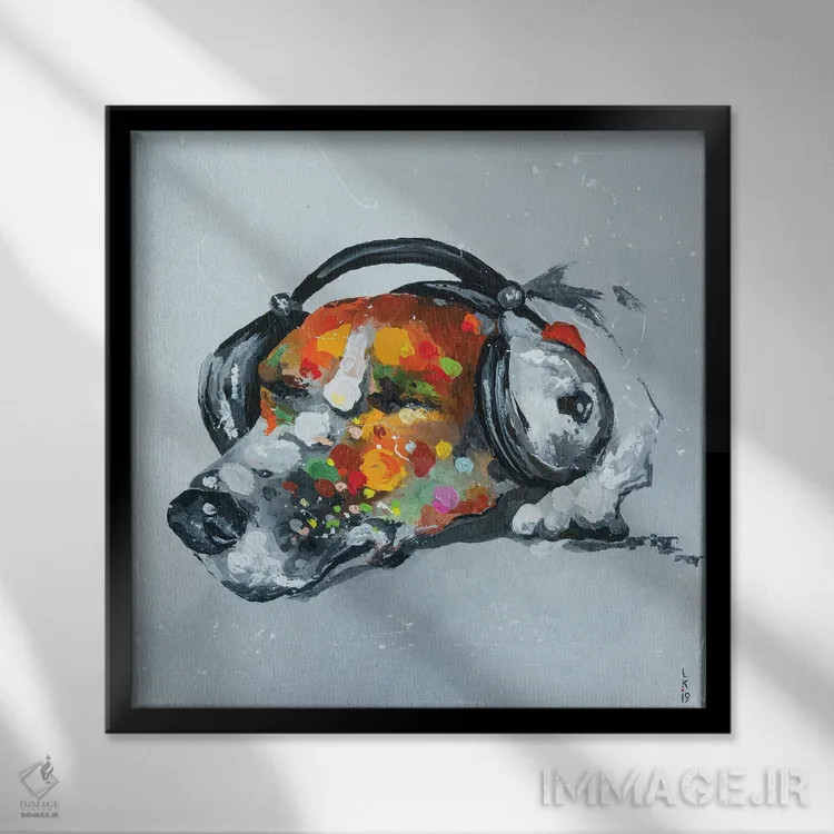 تابلو دکوراتیو بلوز برای سگ اثر کوپتسووا آرت - نمای قابدار مشکی