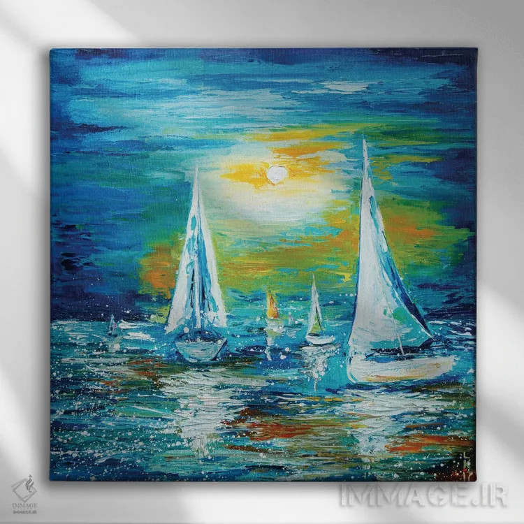 تابلو دکوراتیو مسابقه قایق رانی ۲ اثر کوپتسووا آرت - نمای روبهرو روی دیوار