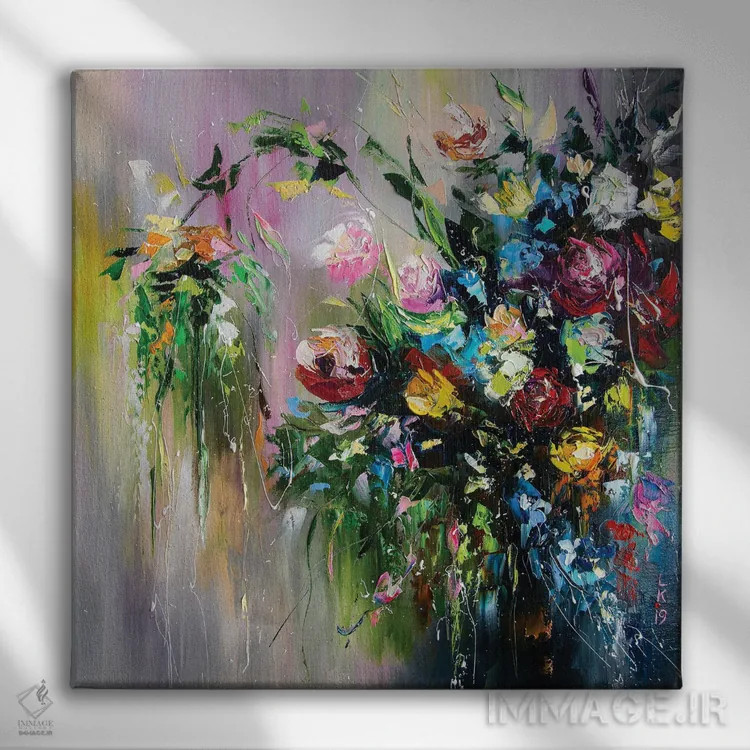 تابلو دکوراتیو دسته گل گل های وحشی اثر کوپتسووا آرت - نمای روبهرو روی دیوار