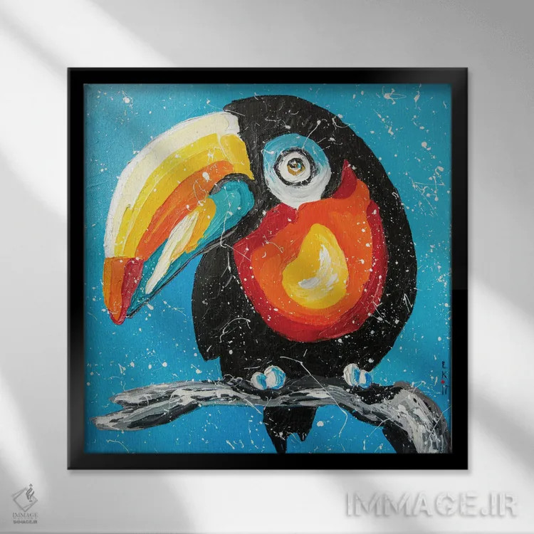 تابلو دکوراتیو توکان اثر کوپتسووا آرت - نمای قابدار مشکی