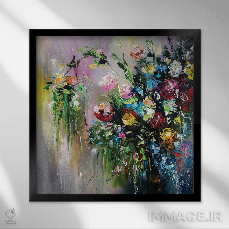 تابلو دکوراتیو دسته گل گل های وحشی اثر کوپتسووا آرت - نمای قابدار مشکی