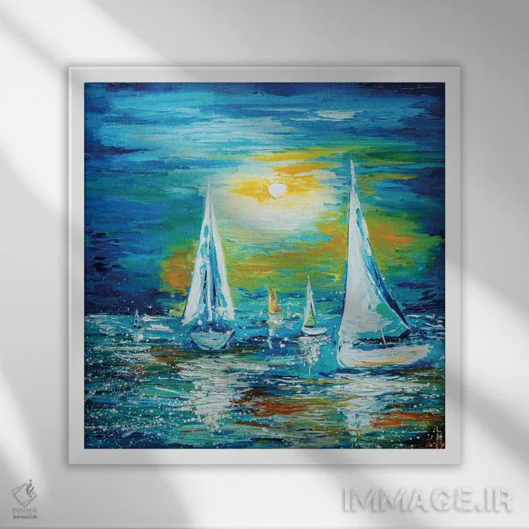 تابلو دکوراتیو مسابقه قایق رانی ۲ اثر کوپتسووا آرت - نمای قابدار سفید