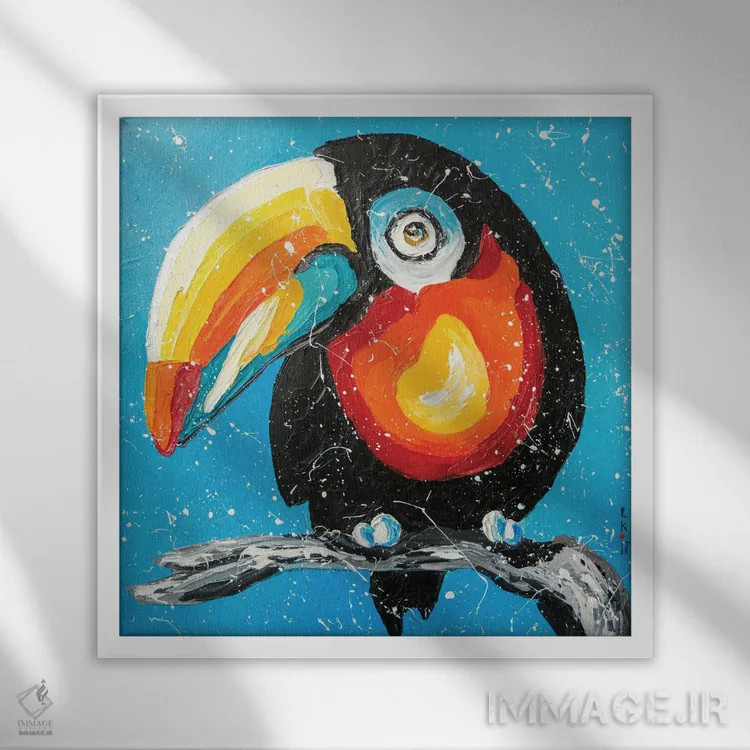 تابلو دکوراتیو توکان اثر کوپتسووا آرت - نمای قابدار سفید