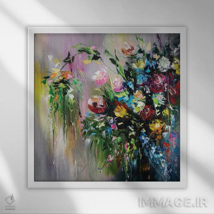 تابلو دکوراتیو دسته گل گل های وحشی اثر کوپتسووا آرت - نمای قابدار سفید