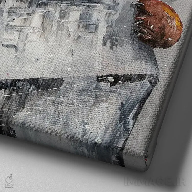 تابلو دکوراتیو اخبار بولداگ اثر کوپتسووا آرت - نمای نزدیک بافت بوم