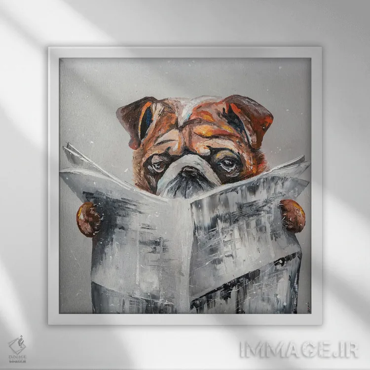 تابلو دکوراتیو اخبار بولداگ اثر کوپتسووا آرت - نمای قابدار سفید