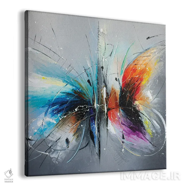 تابلو انتزاعی قرار پروانه ها اثر کوپتسووا آرت - نمای پرسپکتیو محصول