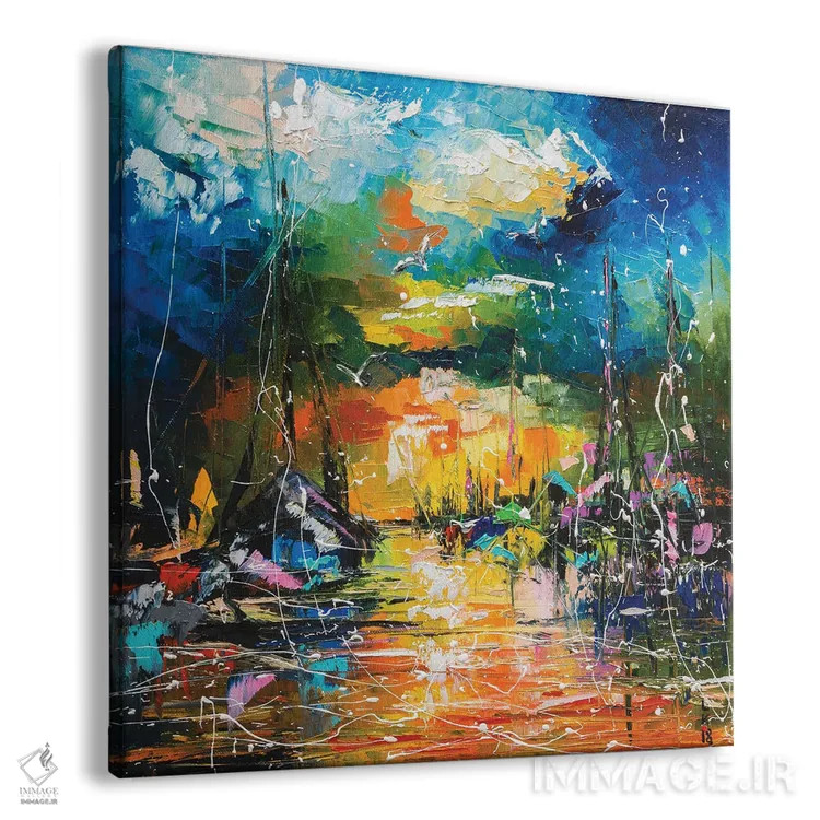 تابلو انتزاعی بندرگاه عصرگاهی اثر کوپتسووا آرت - نمای پرسپکتیو محصول