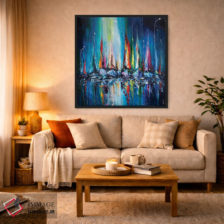 تابلو دکوراتیو قایق های بادبانی در بندر اثر کوپتسووا آرت - D5B