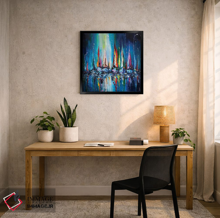 تابلو دکوراتیو قایق های بادبانی در بندر اثر کوپتسووا آرت - D6B