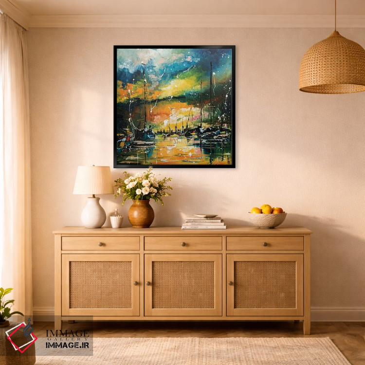 تابلو انتزاعی بندرگاه در غروب اثر کوپتسووا آرت - D2B