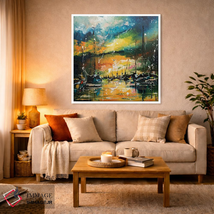 تابلو انتزاعی بندرگاه در غروب اثر کوپتسووا آرت - D3W