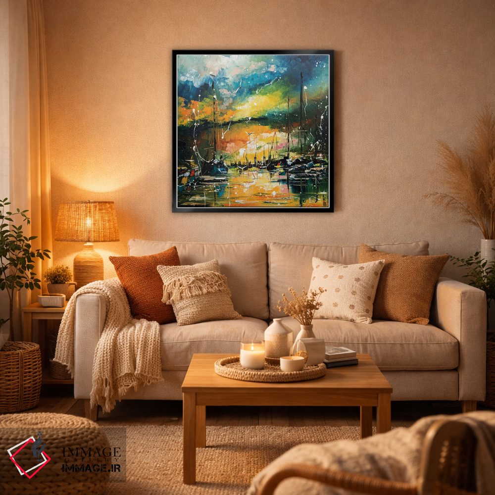 تابلو انتزاعی بندرگاه در غروب اثر کوپتسووا آرت - D5B