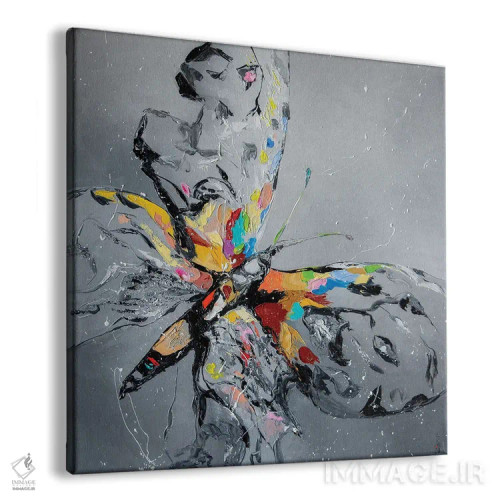 تابلو دکوراتیو پروانه روی خاکستری اثر کوپتسووا آرت - نمای پرسپکتیو محصول