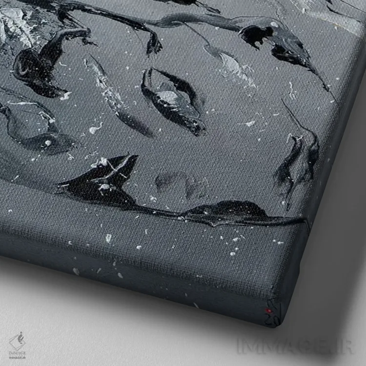 تابلو دکوراتیو پروانه روی خاکستری اثر کوپتسووا آرت - نمای نزدیک بافت بوم