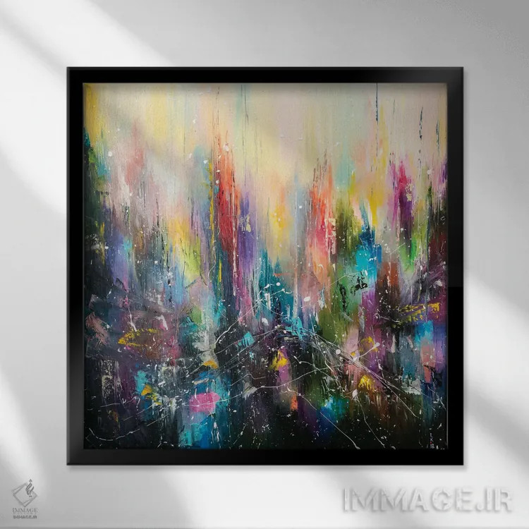 تابلو انتزاعی شهر جادویی اثر کوپتسووا آرت - نمای قابدار مشکی