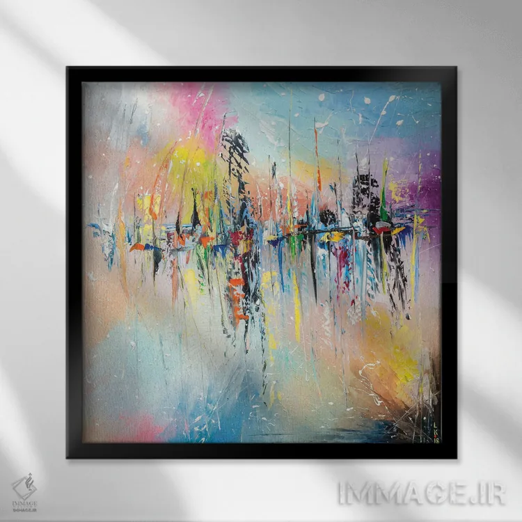 تابلو انتزاعی روی اسکله اثر کوپتسووا آرت - نمای قابدار مشکی