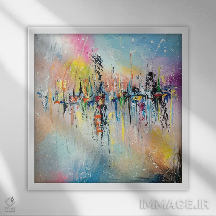 تابلو انتزاعی روی اسکله اثر کوپتسووا آرت - نمای قابدار سفید