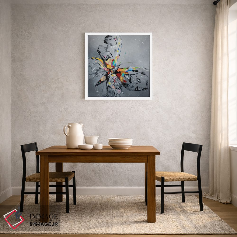 تابلو دکوراتیو پروانه روی خاکستری اثر کوپتسووا آرت - D2W