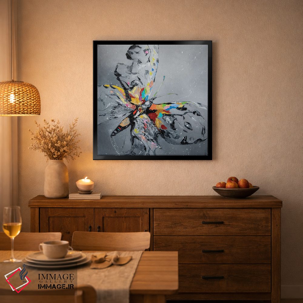 تابلو دکوراتیو پروانه روی خاکستری اثر کوپتسووا آرت - D5B