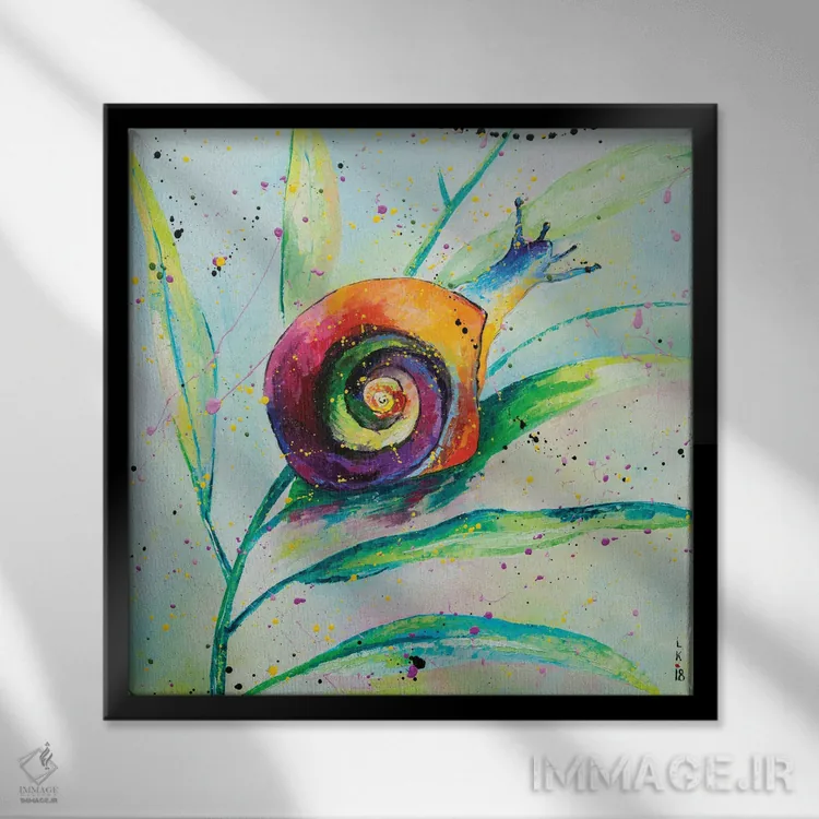 تابلو دکوراتیو حلزون اثر کوپتسووا آرت - نمای قابدار مشکی