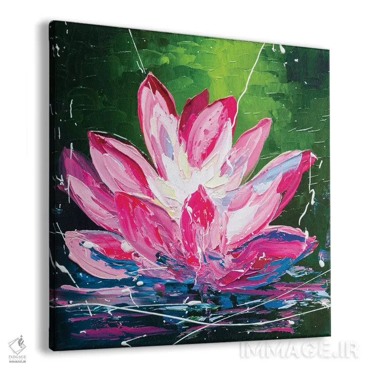 تابلو دکوراتیو نیلوفر آبی صورتی اثر کوپتسووا آرت - نمای پرسپکتیو محصول