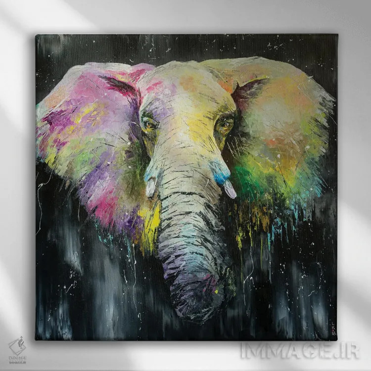تابلو دکوراتیو من فیل هستم اثر کوپتسووا آرت - نمای روبهرو روی دیوار