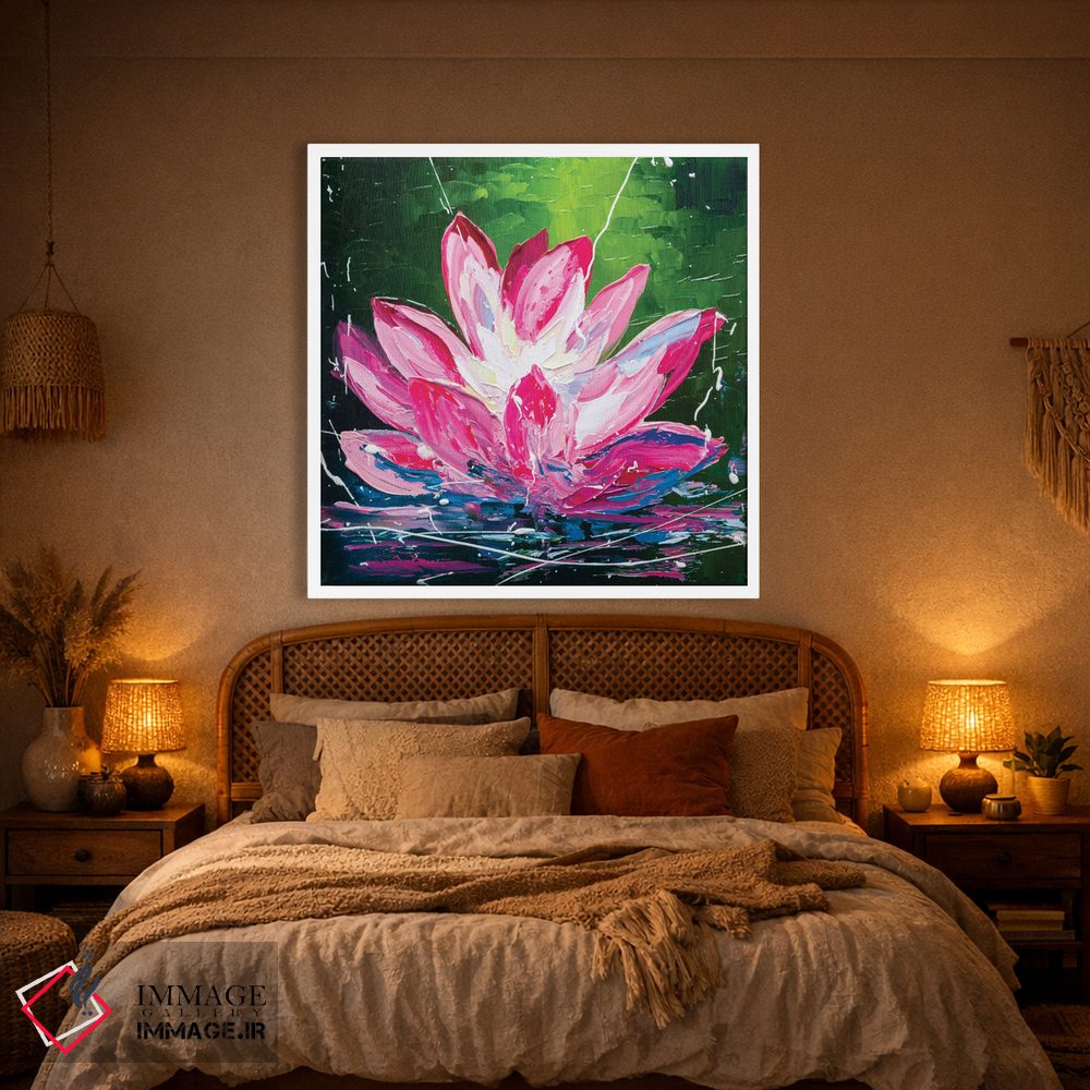 تابلو دکوراتیو نیلوفر آبی صورتی اثر کوپتسووا آرت - D1W