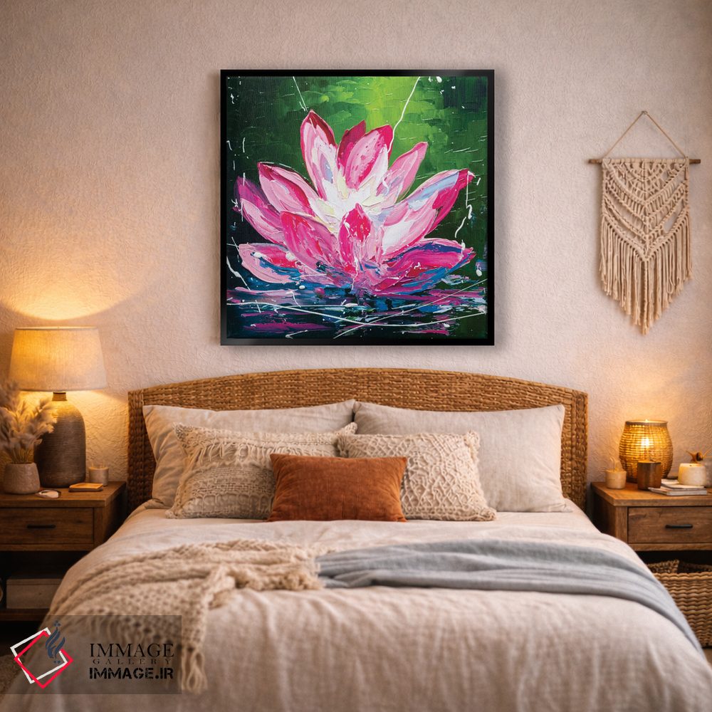 تابلو دکوراتیو نیلوفر آبی صورتی اثر کوپتسووا آرت - D3B