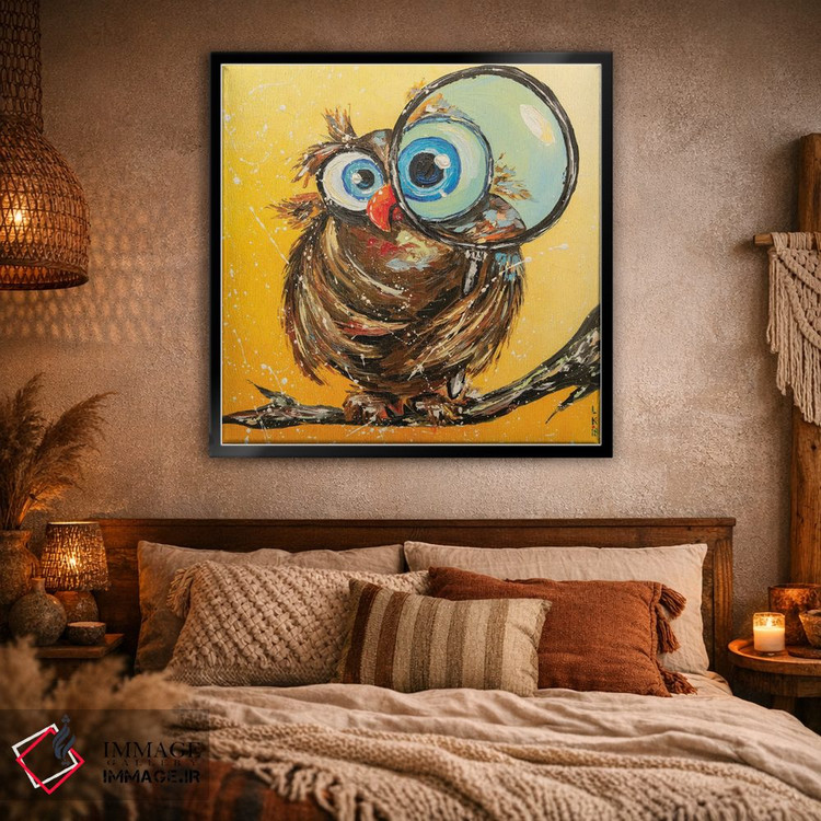 تابلو دکوراتیو پرنده کنجکاو اثر کوپتسووا آرت - D1B