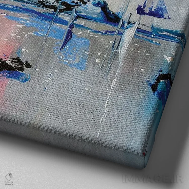 تابلو انتزاعی صبح اسرارآمیز اثر کوپتسووا آرت - نمای نزدیک بافت بوم