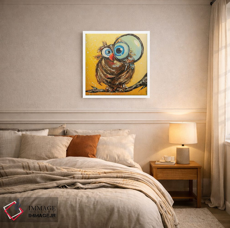 تابلو دکوراتیو پرنده کنجکاو اثر کوپتسووا آرت - D6W