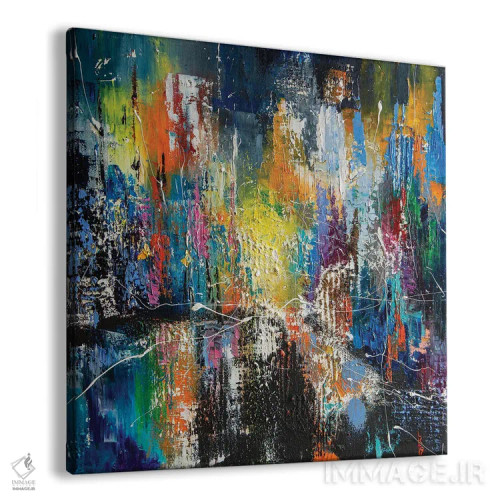 تابلو انتزاعی شهر شبانه اثر کوپتسووا آرت - نمای پرسپکتیو محصول