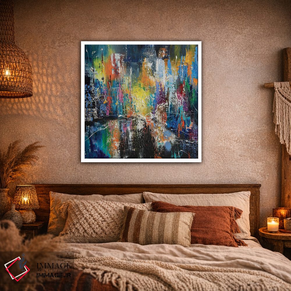 تابلو انتزاعی شهر شبانه اثر کوپتسووا آرت - D1W